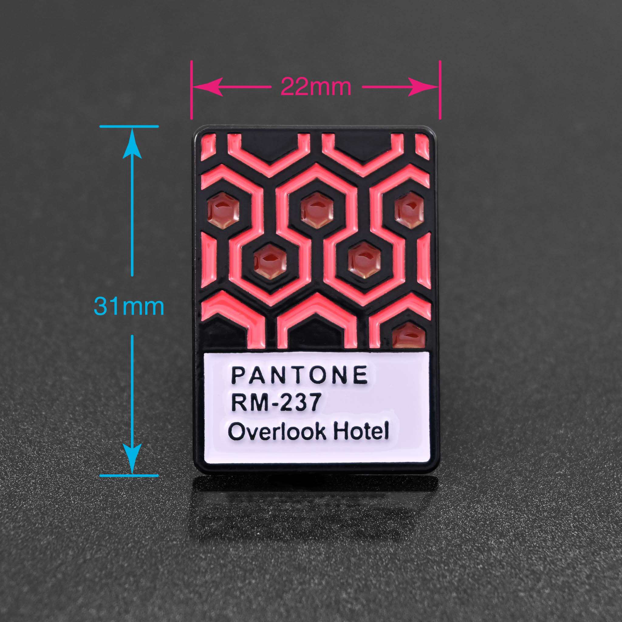 An homage to Stephen King's Overlook Hotel in The Shining, this designer-centric pin is designed to look like a Pantone color swatch.